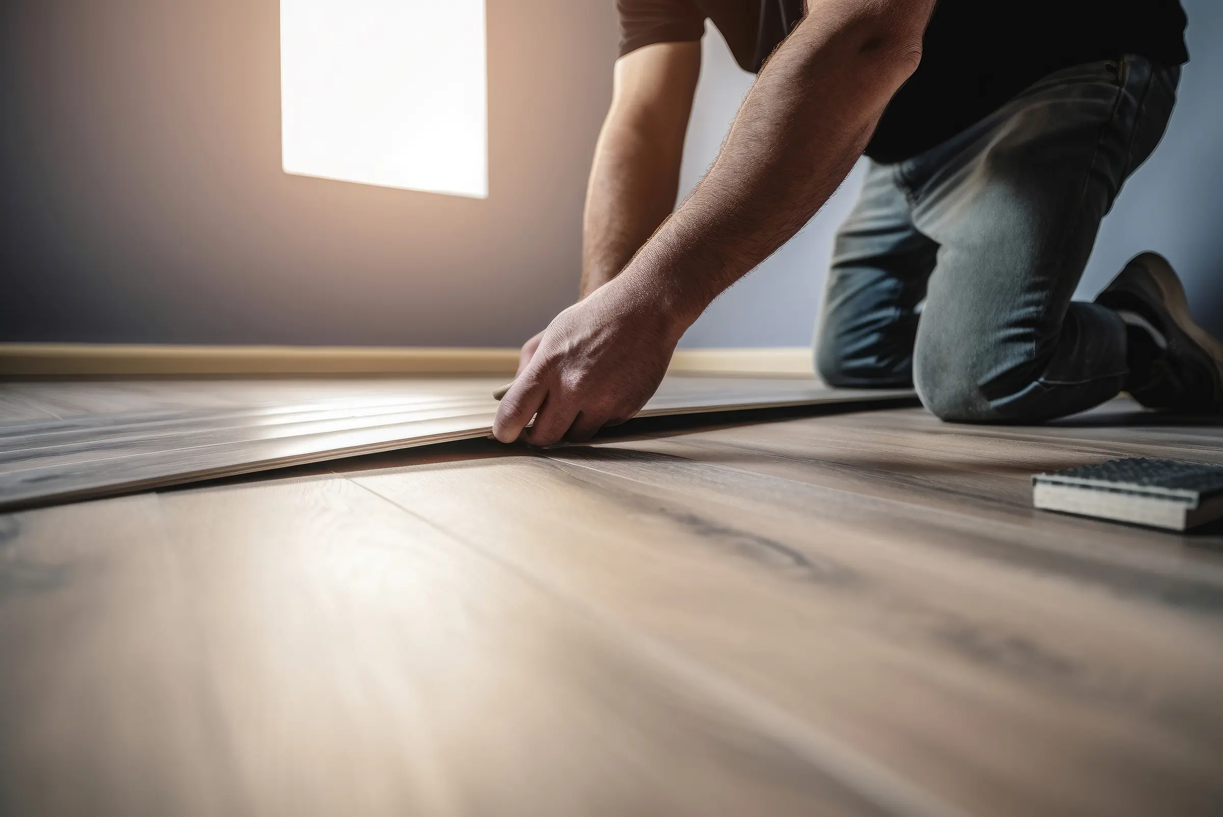 Handyman laying floor